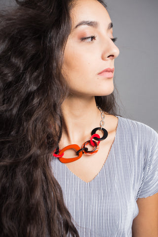 Long collier Dalia rouge