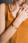 Bracelet Noa cuir doré avec fermoir or rose